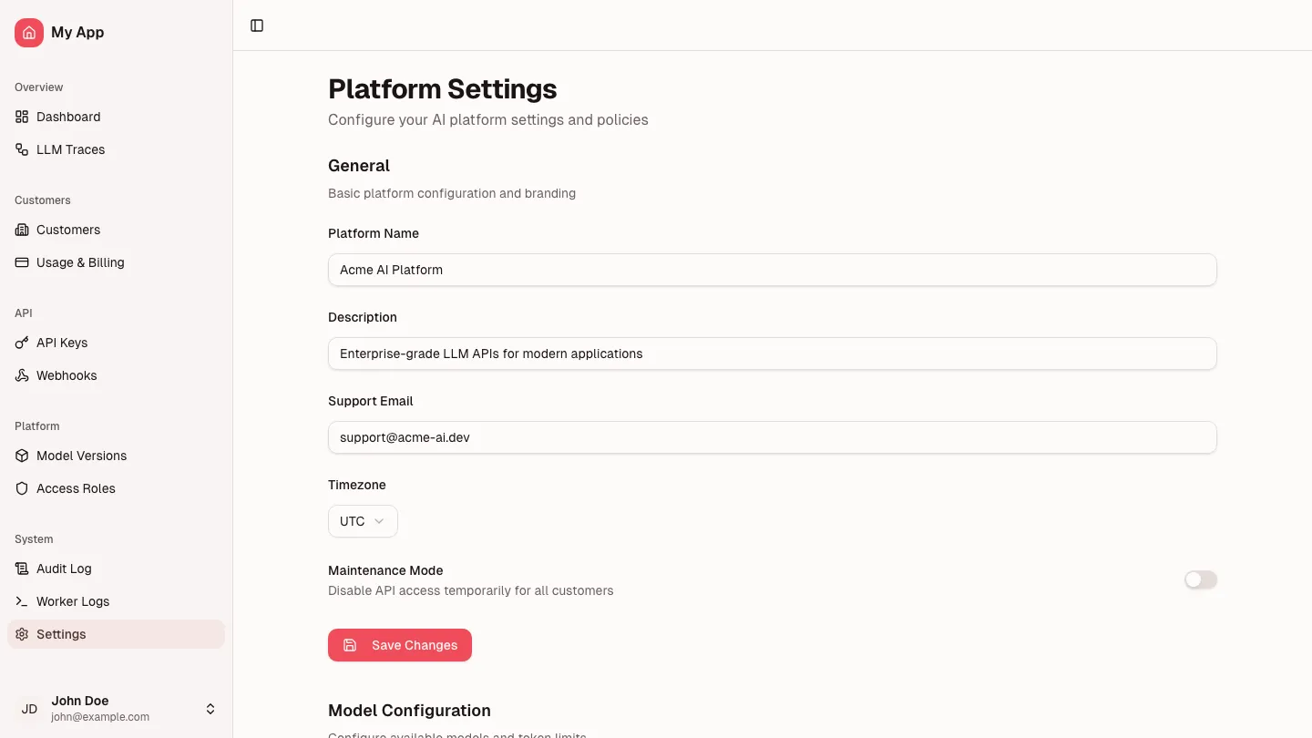 Settings preview